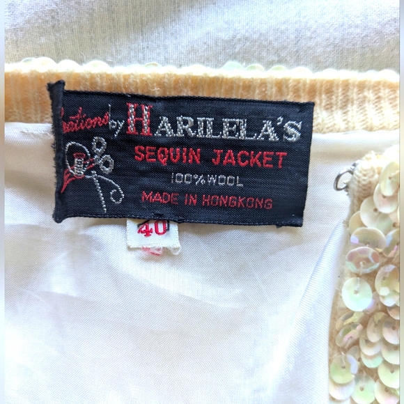 Vintage Cream Sequin Bomber Jacket, Boutique - Picture 4 of 4